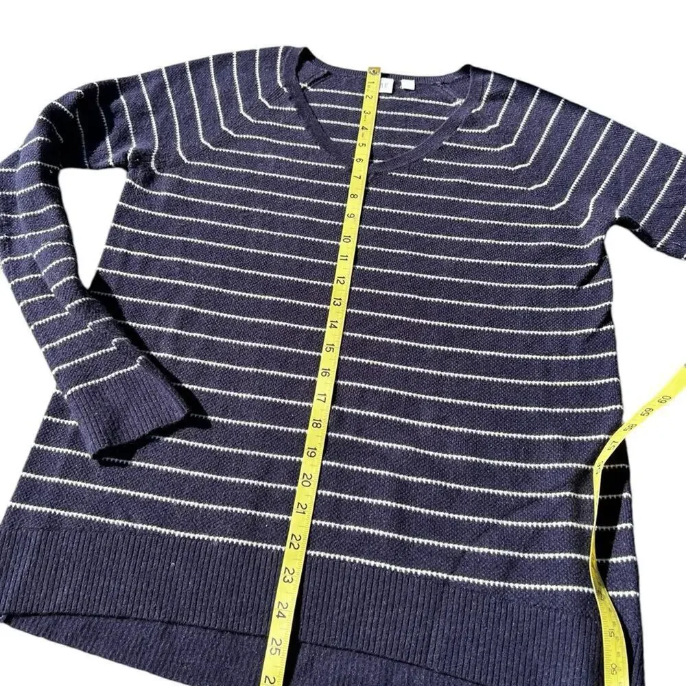 GAP V-neck navy stripe sweater-women's size Large TALL